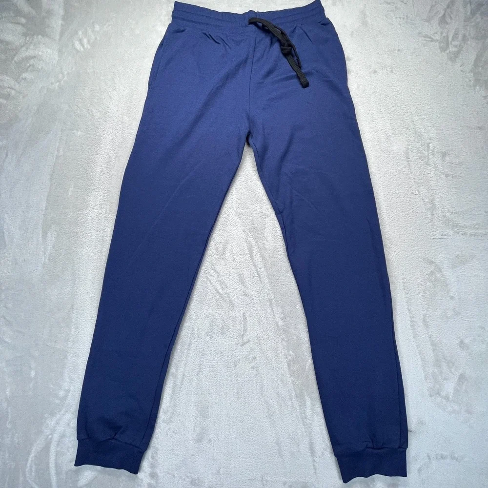 Real Essentials Jogger Pants Mens XL Blue Fleece Lined Drawstring Tapered Leg